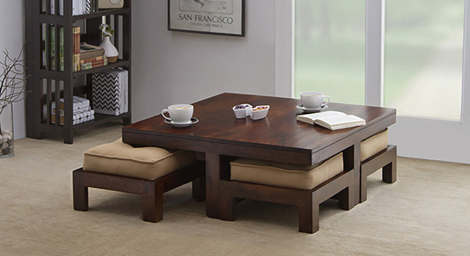 Tribal Coffee Table Set (Walnut Beige)
